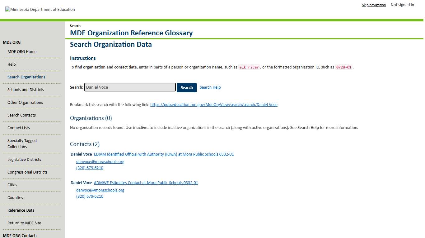 Search Organization Data